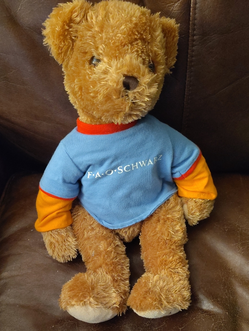 FAO Schwarz Light Blue & Orange Shirt Plush Teddy Bear